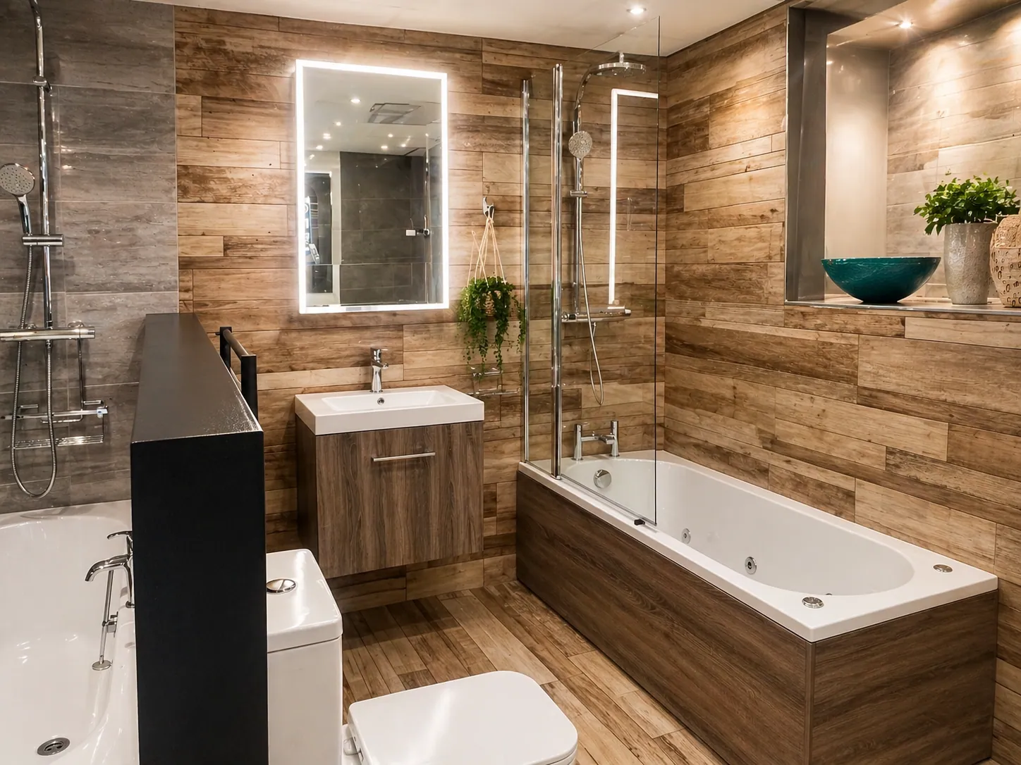 Modern walk-in shower installation by Bright Bathrooms